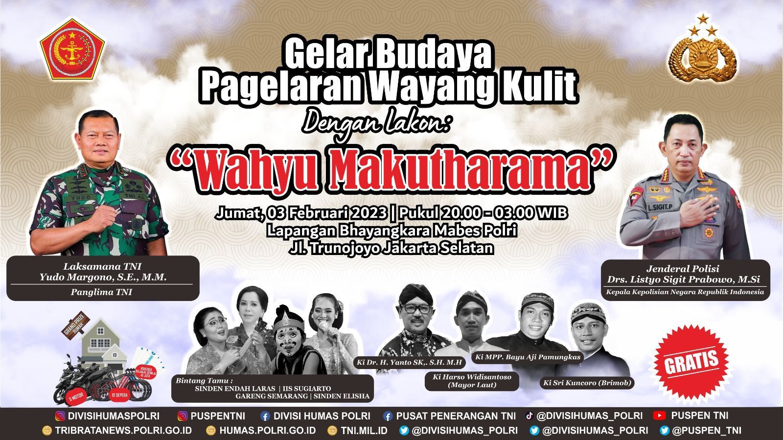 Pagelaran Wayang Kulit kembali digelar oleh TNI- Polri pada Jumat. ( Foto : Ist )